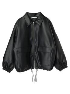・ELENCARE DUE 合皮ステンカラーブルゾン